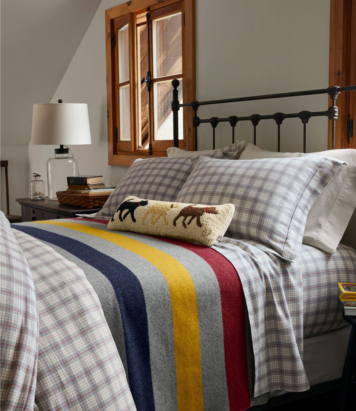 L.L.Bean Wool Hooked Throw Pillow, Lab Trio, 8" x 24"