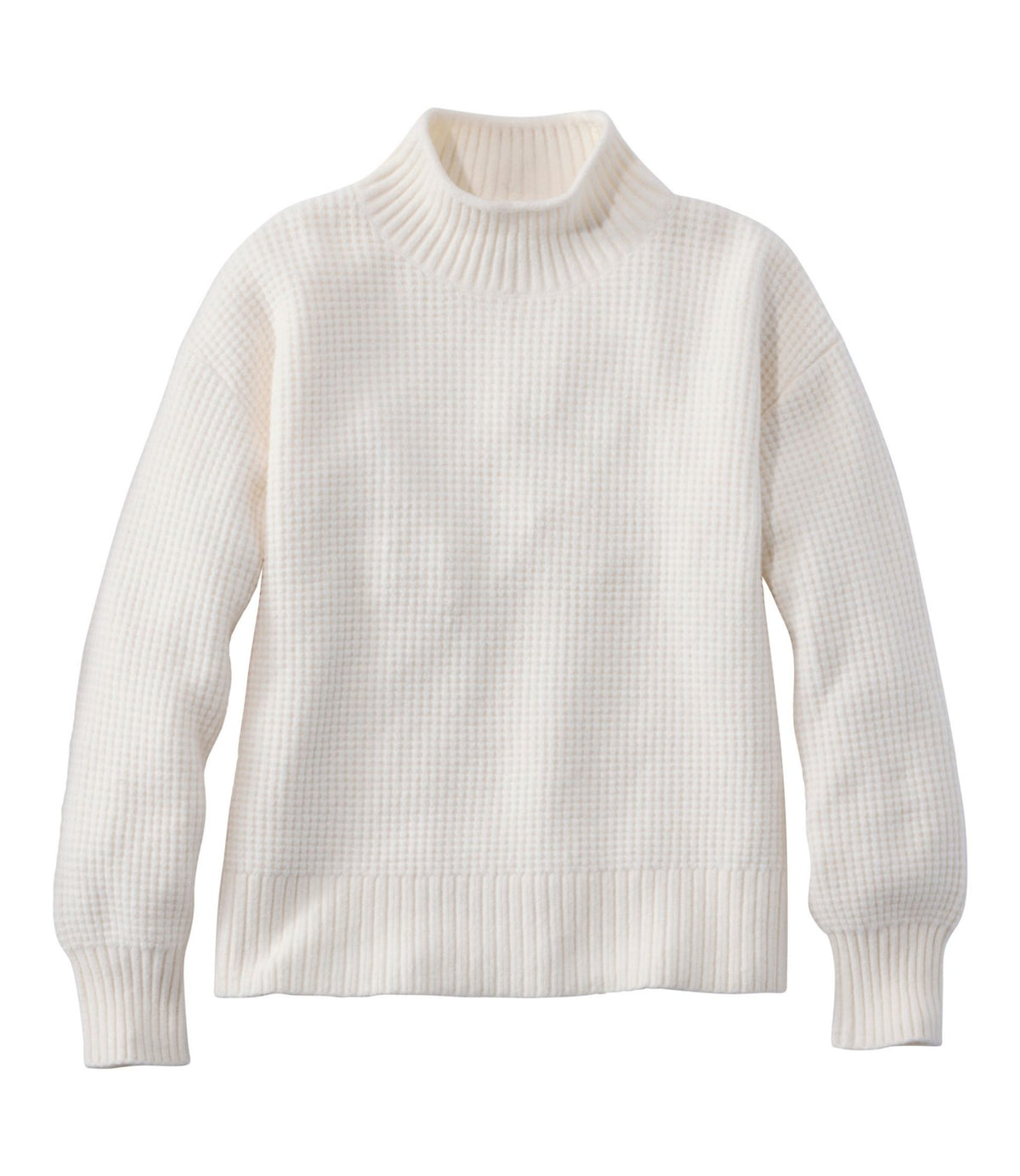 L.L.Bean Women's Supersoft Waffle Sweater, Mockneck Bone