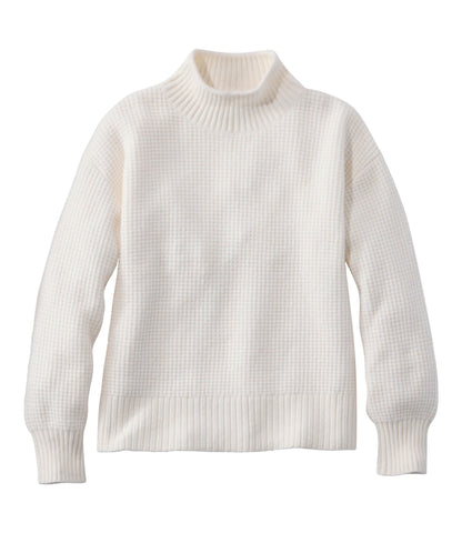 L.L.Bean Women's Supersoft Waffle Sweater, Mockneck Bone
