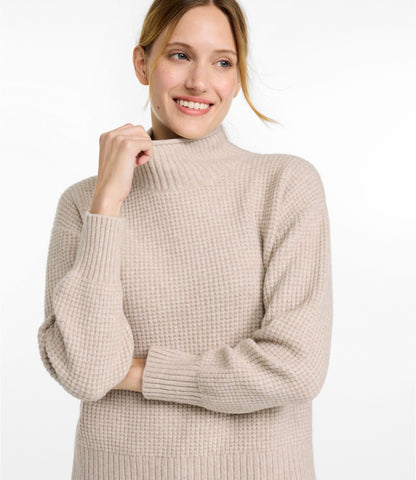 L.L.Bean Women's Supersoft Waffle Sweater, Mockneck Bone