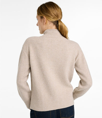 L.L.Bean Women's Supersoft Waffle Sweater, Mockneck Bone