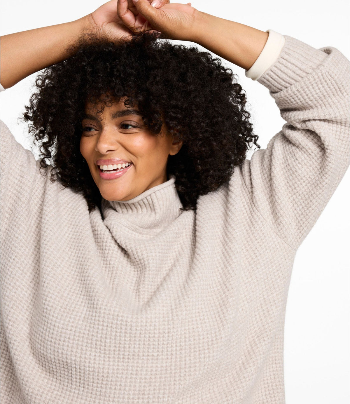 L.L.Bean Women's Supersoft Waffle Sweater, Mockneck Bone