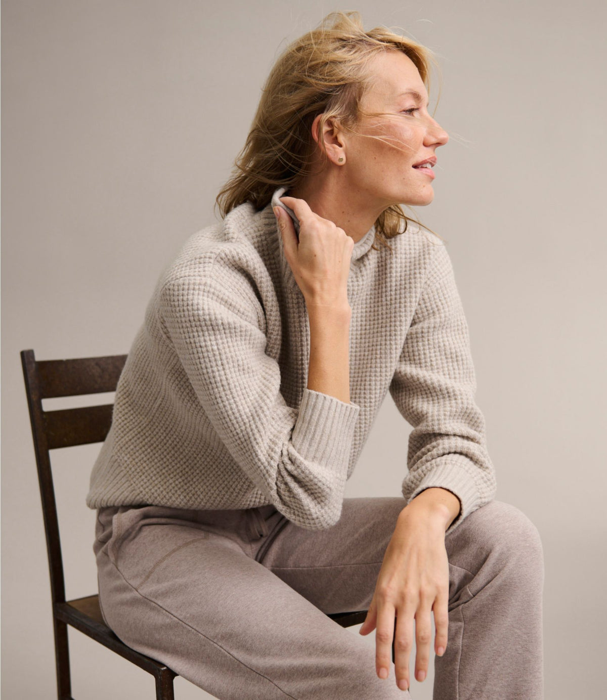 L.L.Bean Women's Supersoft Waffle Sweater, Mockneck Bone