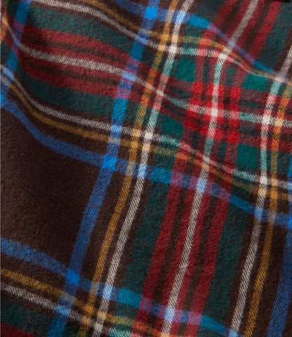 L.L.Bean Women's Scotch Plaid Shirt Y-Neck Deepest Brown Stewart