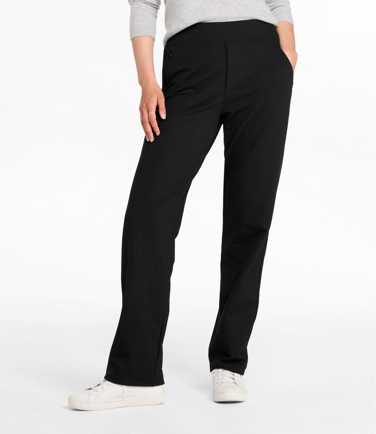 L.L.Bean Women's L.L.Bean Go-Anywhere Knit Pants, High-Rise Straight-Leg Alloy Gray