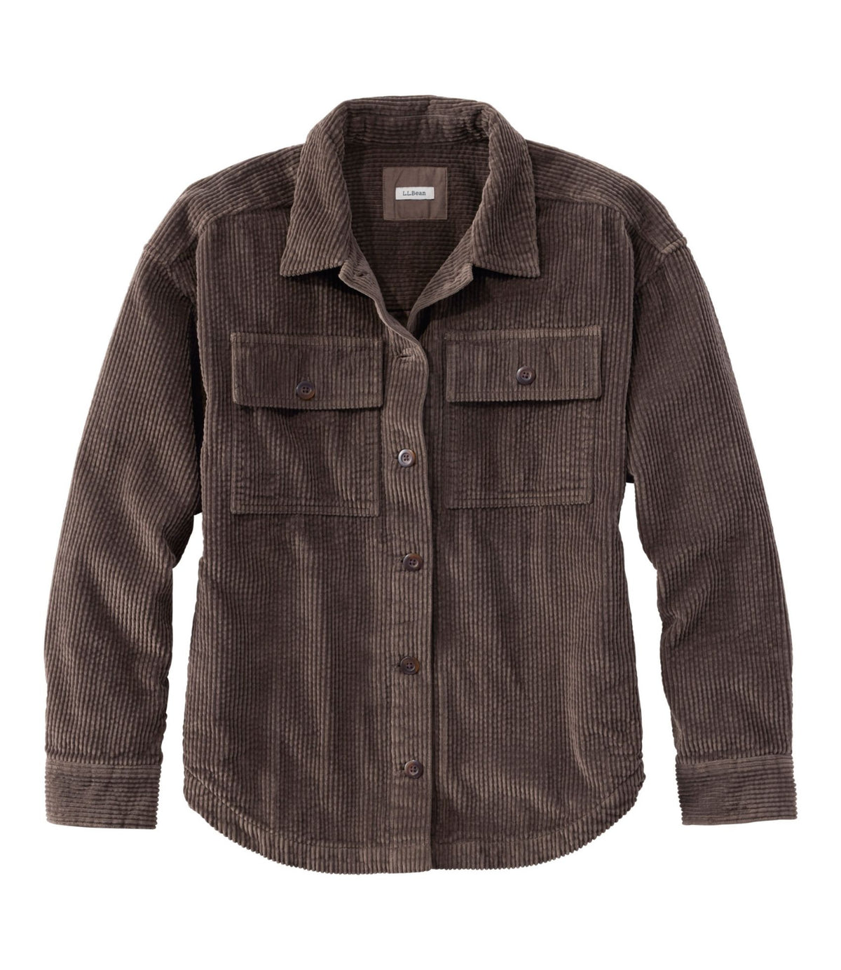L.L.Bean Women's Comfort Corduroy Big Shirt Dark Cinder