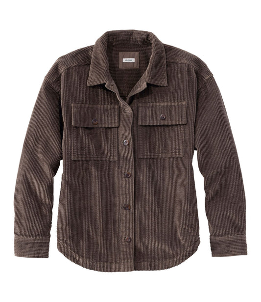 L.L.Bean Women's Comfort Corduroy Big Shirt Dark Cinder