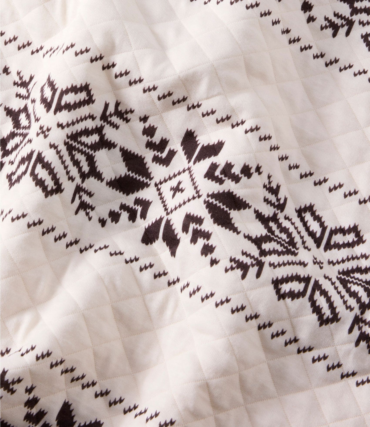 L.L.Bean Women's Quilted Half-Snap Sweatshirt, Print Cream/Deepest Brown Snowflake Fair Isle