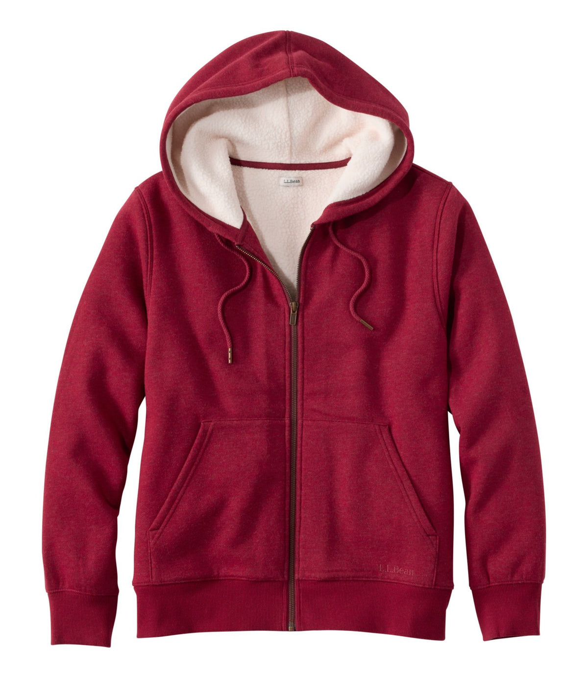 L.L.Bean Women's Essentials Sweatshirt, Lined Full-Zip Hoodie Bordeaux Heather