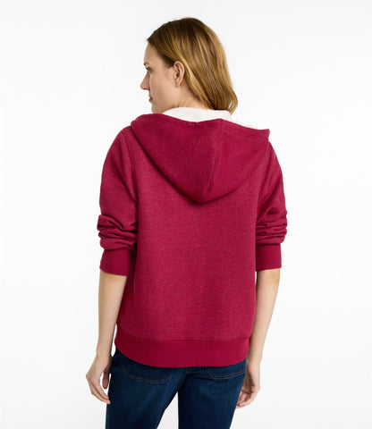 L.L.Bean Women's Essentials Sweatshirt, Lined Full-Zip Hoodie Bordeaux Heather