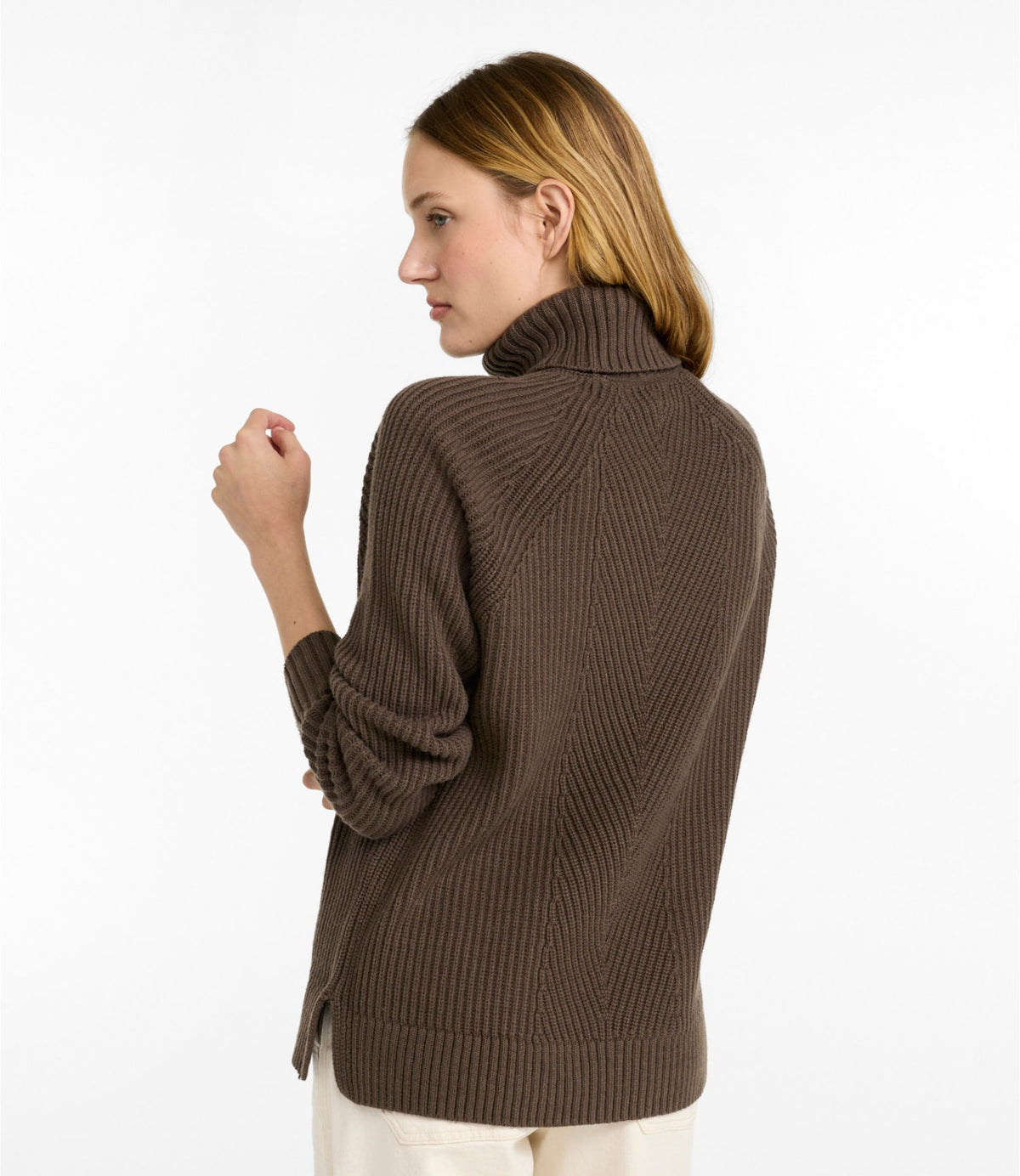 L.L.Bean Women's Mariner Shaker Turtleneck Sweater Bordeaux/Fig Marl