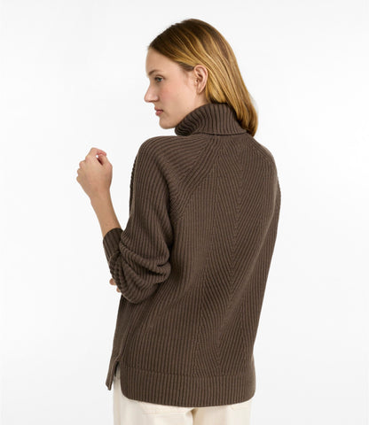 L.L.Bean Women's Mariner Shaker Turtleneck Sweater Bordeaux/Fig Marl