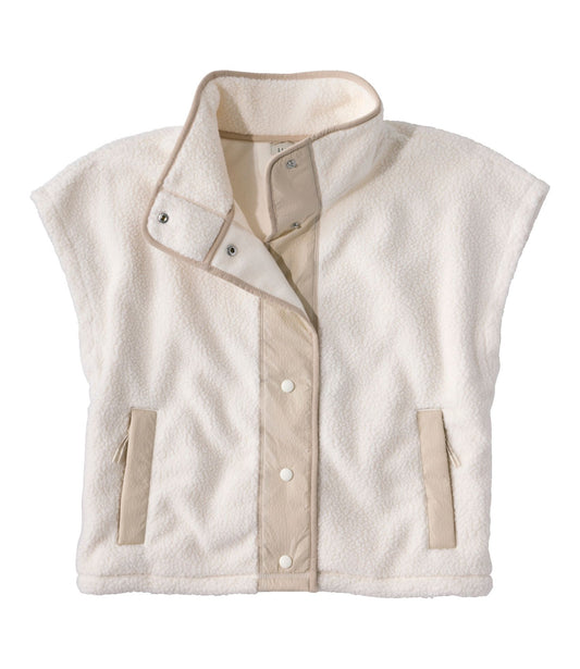 L.L.Bean Women's Mountainside Fleece Snap Vest Bone