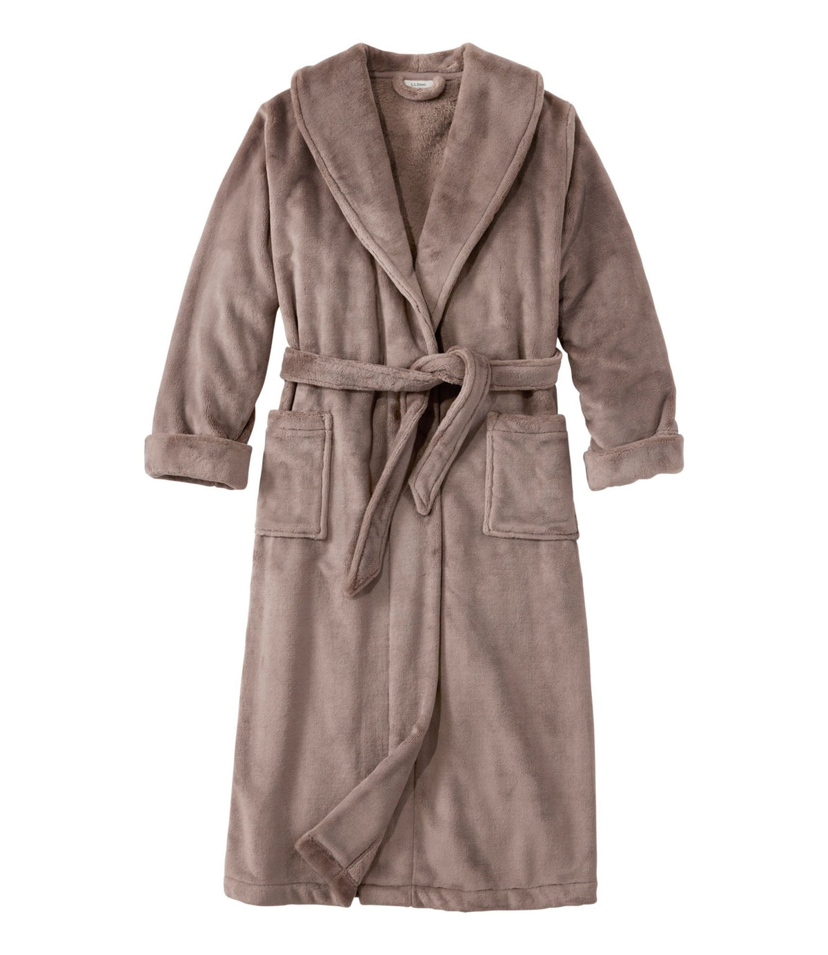 L.L.Bean Women's Wicked Plush Robe, Shawl Collar Brown Birch