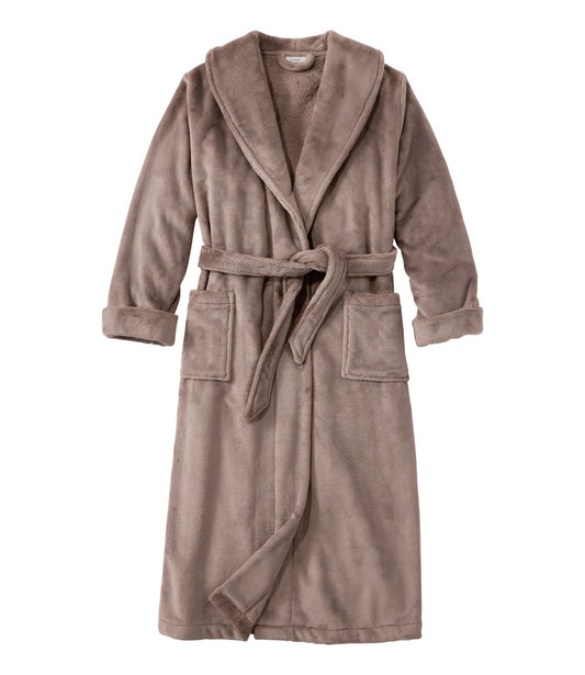 L.L.Bean Women's Wicked Plush Robe, Shawl Collar Brown Birch