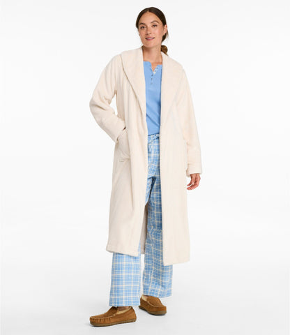 L.L.Bean Women's Wicked Plush Robe, Shawl Collar Brown Birch
