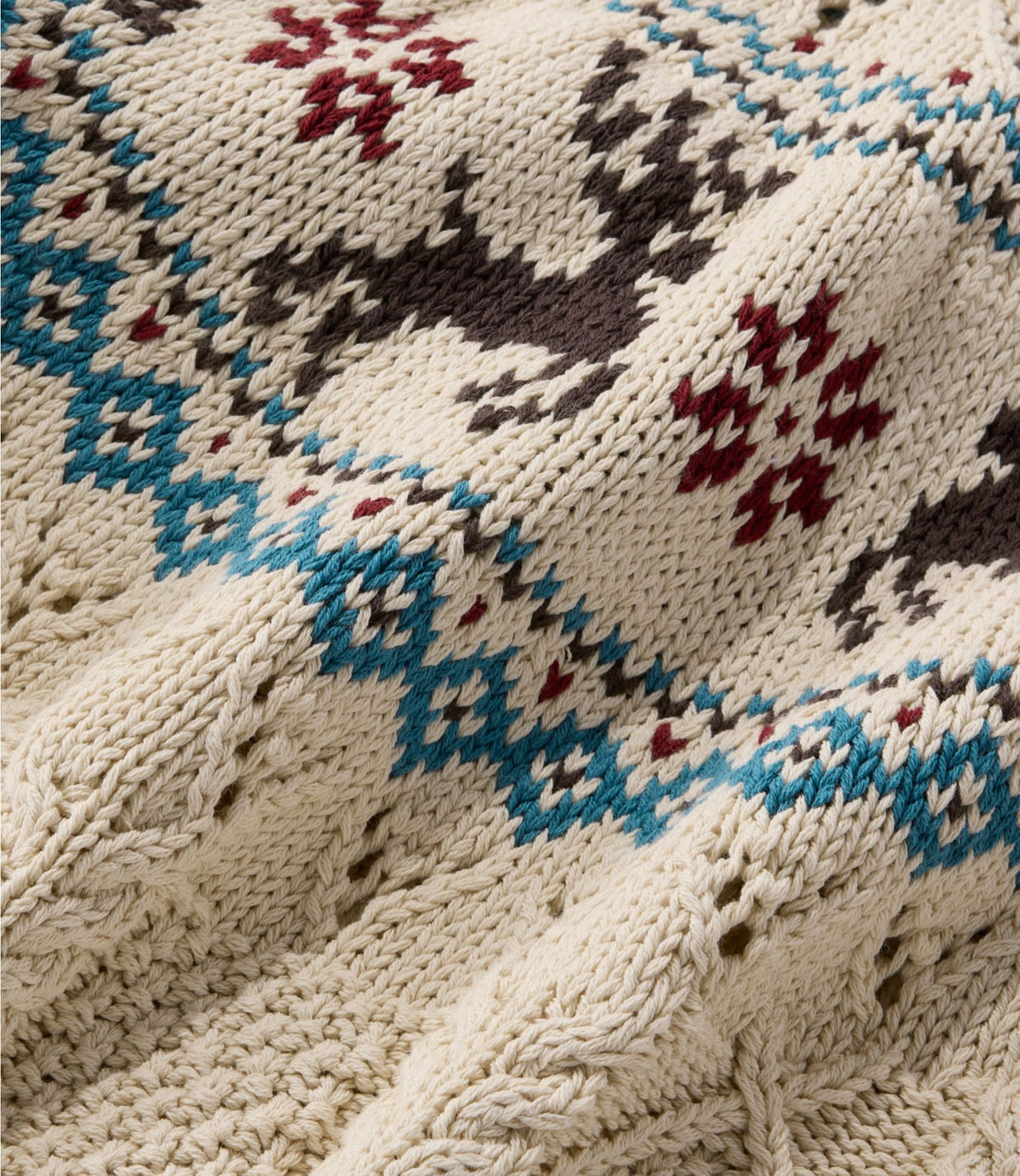 L.L.Bean Women's Signature Cotton Fisherman Sweater, Crewneck Fair Isle Classic Navy Fair Isle