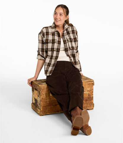 L.L.Bean Women's Signature Fisherman Twill Shirt Classic Navy Plaid