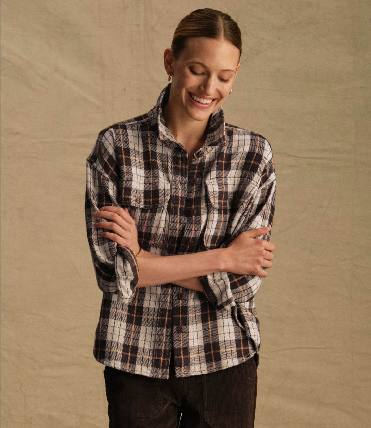 L.L.Bean Women's Signature Fisherman Twill Shirt Classic Navy Plaid