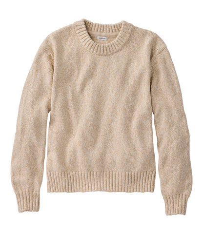 L.L.Bean Women's Cotton Ragg Sweater, Relaxed Crewneck Bone Marl