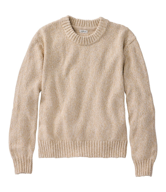 L.L.Bean Women's Cotton Ragg Sweater, Relaxed Crewneck Bone Marl
