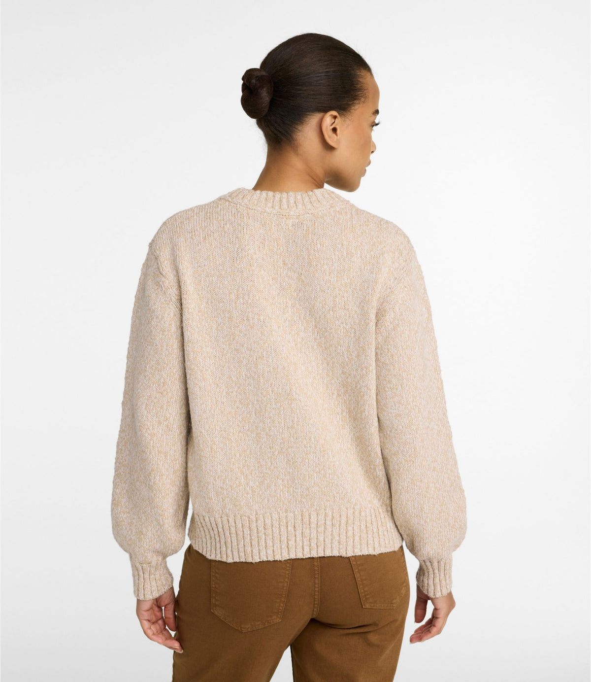 L.L.Bean Women's Cotton Ragg Sweater, Relaxed Crewneck Bone Marl