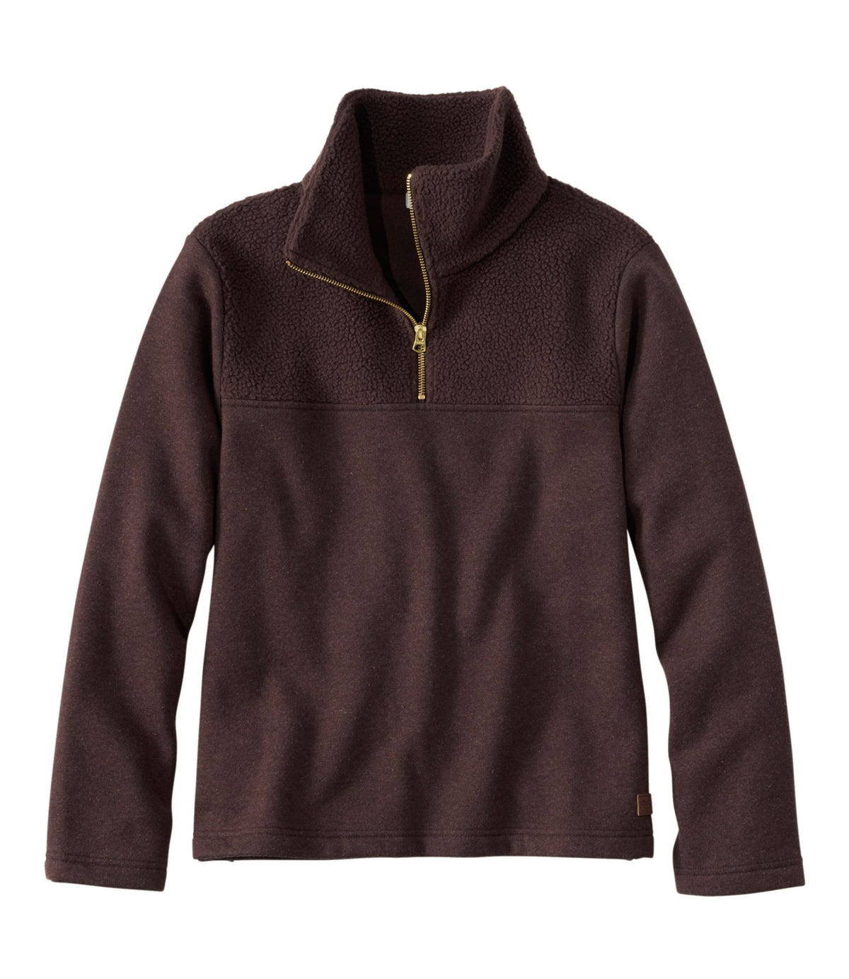 L.L.Bean Women's Double L® Soft Donegal Sweatshirt, Quarter-Zip Novelty Deepest Brown Donegal