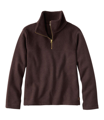 L.L.Bean Women's Double L® Soft Donegal Sweatshirt, Quarter-Zip Novelty Deepest Brown Donegal