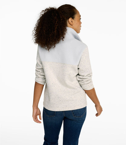 L.L.Bean Women's Double L® Soft Donegal Sweatshirt, Quarter-Zip Novelty Deepest Brown Donegal