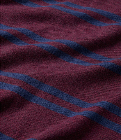 L.L.Bean Women's Essential Merino Wool Sweater, Polo Stripe Fig Heather/Classic Navy