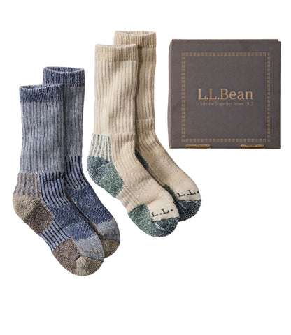 L.L.Bean Adults' Bean Boot Socks Gift Set, 2-Pack Dark Khaki/Carbon Navy