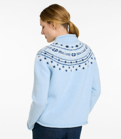 L.L.Bean Women's Bean's Classic Ragg Wool Sweater, Rollneck Novelty Bone Fair Isle