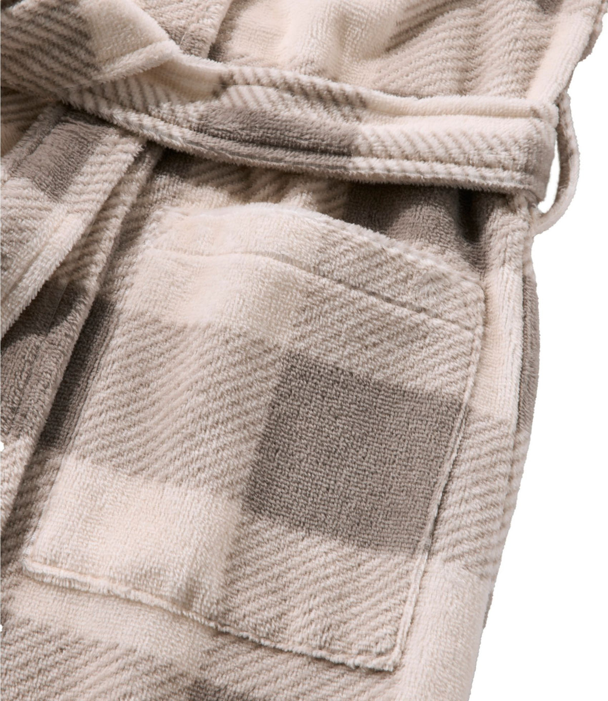 L.L.Bean Women's Soft Plush Terry Robe, Plaid Cream/Heritage Tan Plaid