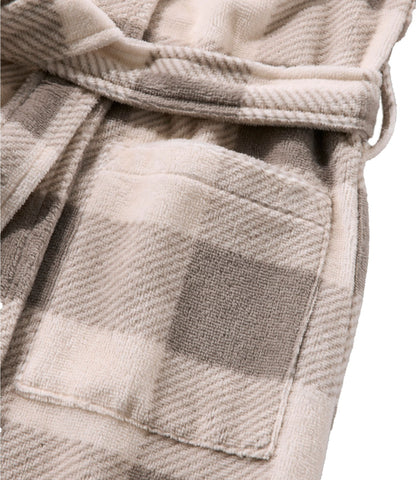 L.L.Bean Women's Soft Plush Terry Robe, Plaid Cream/Heritage Tan Plaid