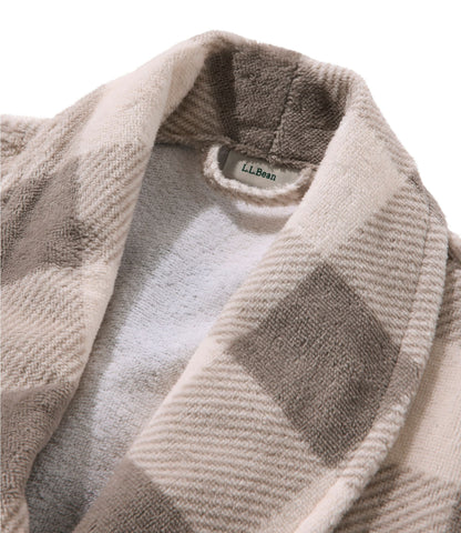 L.L.Bean Women's Soft Plush Terry Robe, Plaid Cream/Heritage Tan Plaid