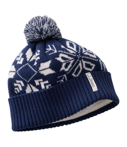 L.L.Bean Adults' L.L.Bean Snowflake Chunky Yarn Pom Hat Classic Navy/Sea Salt