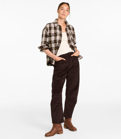 L.L.Bean Women's Signature 1912 Premium Corduroy Pants, High-Rise Barrel Ankle Deepest Brown