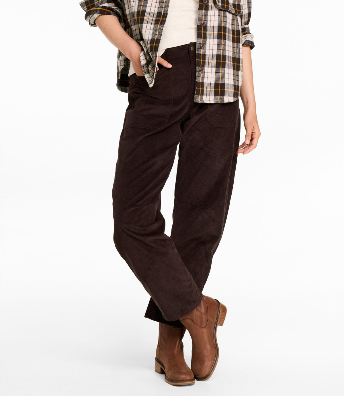 L.L.Bean Women's Signature 1912 Premium Corduroy Pants, High-Rise Barrel Ankle Deepest Brown