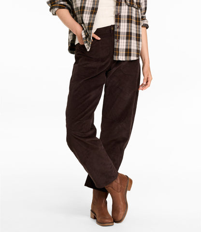 L.L.Bean Women's Signature 1912 Premium Corduroy Pants, High-Rise Barrel Ankle Deepest Brown