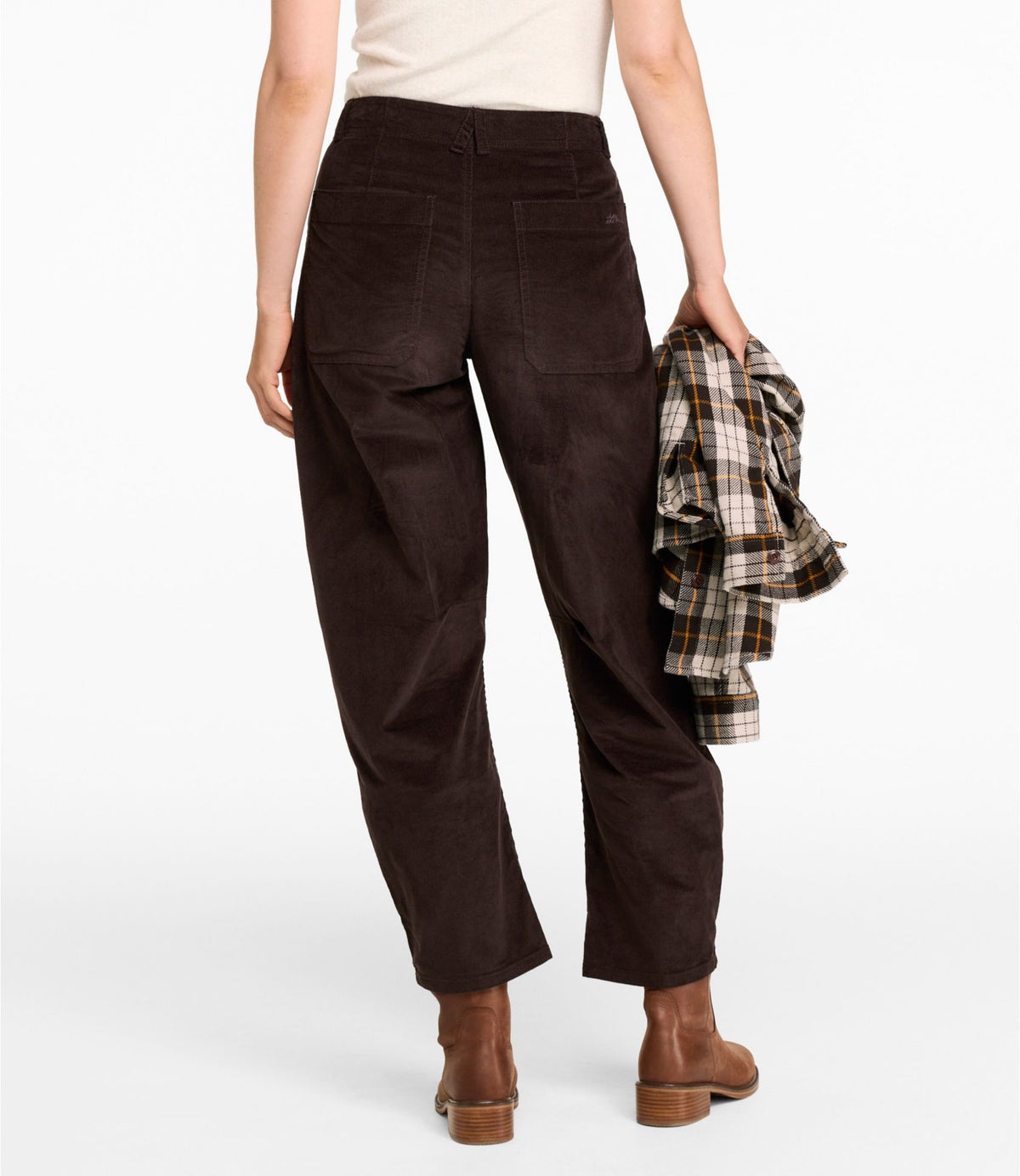 L.L.Bean Women's Signature 1912 Premium Corduroy Pants, High-Rise Barrel Ankle Deepest Brown