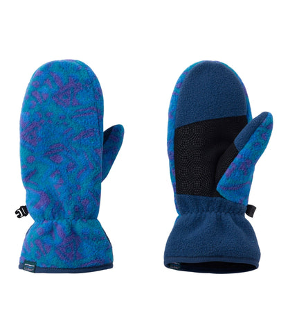 L.L.Bean Adults' L.L.Bean Mountain Classic Fleece Mittens, Print Teal Frost Woodblock