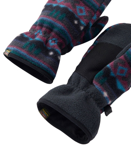 L.L.Bean Adults' L.L.Bean Mountain Classic Fleece Mittens, Print Teal Frost Woodblock
