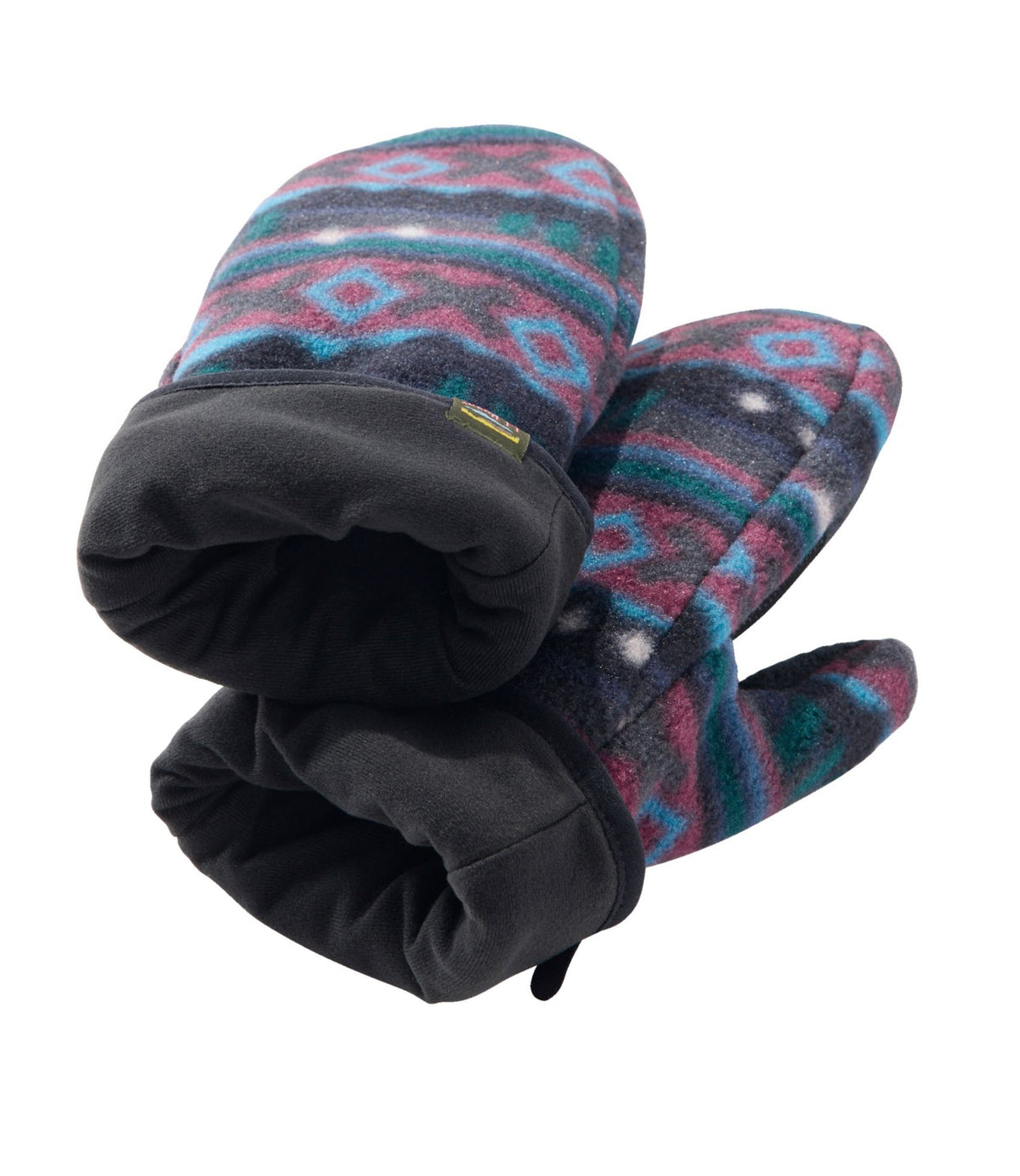 L.L.Bean Adults' L.L.Bean Mountain Classic Fleece Mittens, Print Teal Frost Woodblock