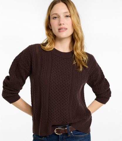 L.L.Bean Women's Signature Cashmere Fisherman Sweater, Crewneck Cream