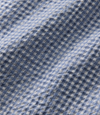 L.L.Bean Women's Sunwashed Textured Big Shirt Deep Lake Check