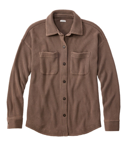 L.L.Bean Women's Sunwashed Waffle Big Shirt Dark Cinder
