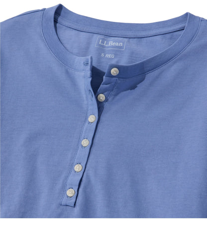 L.L.Bean Women's Sunwashed Tee, Long-Sleeve Cropped Boxy Henley Classic Navy