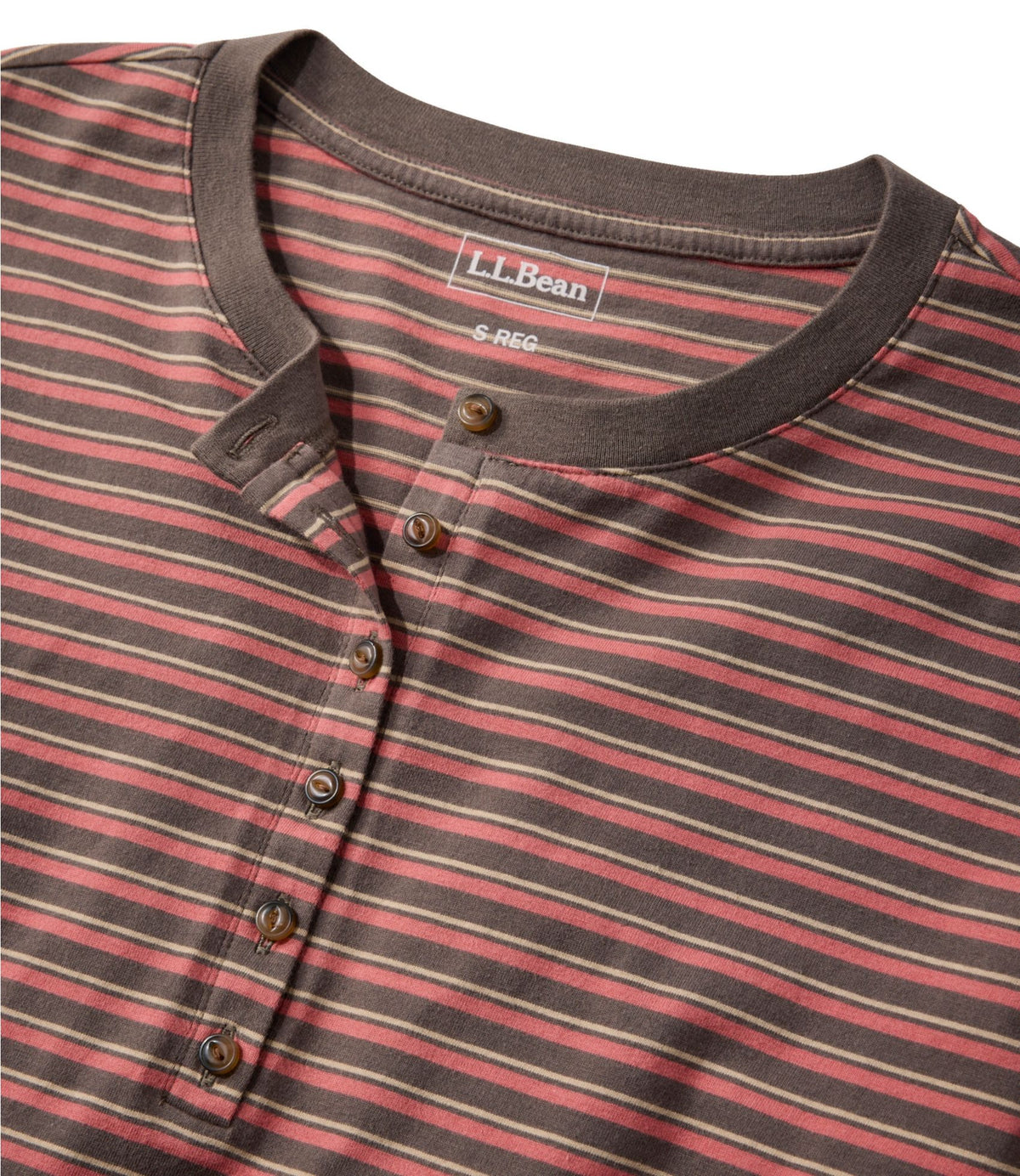 L.L.Bean Women's Sunwashed Tee, Long-Sleeve Cropped Boxy Henley Novelty Cream/Deep Lake/Surf Blue