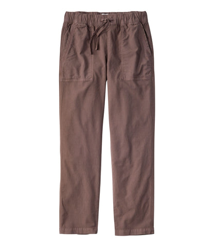 L.L.Bean Women's Sunwashed Cotton-Blend Pull-On Pants, Mid-Rise Ankle Dark Cocoa