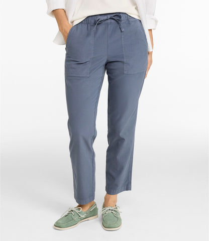 L.L.Bean Women's Sunwashed Cotton-Blend Pull-On Pants, Mid-Rise Ankle Dark Cocoa